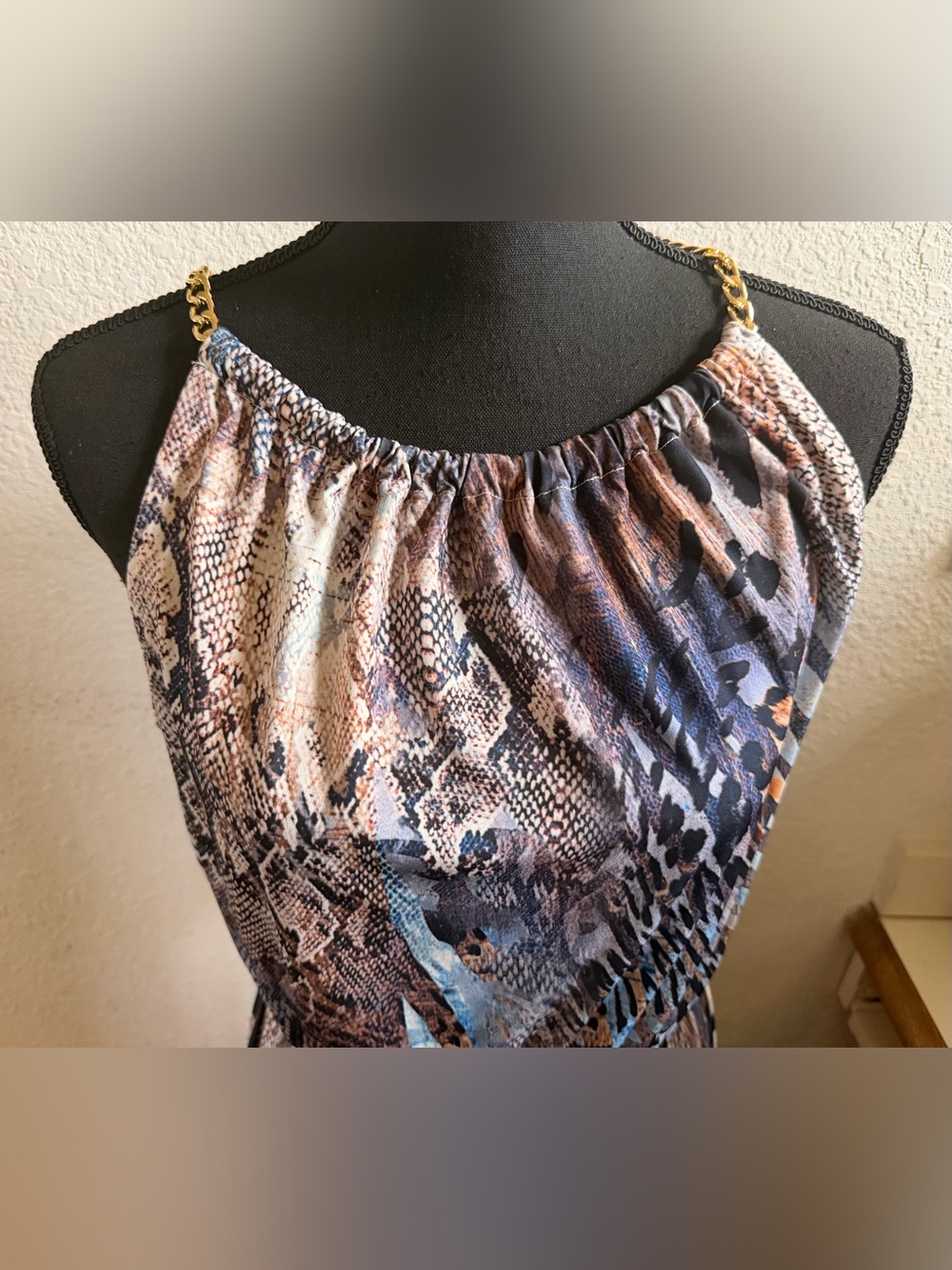 Sleeveless Animal Print Maxi Dress in Neutral Tones - Picture 2 of 7